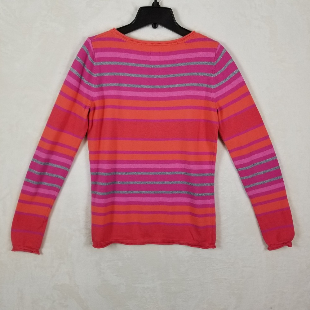 Title Nine Mobetta 70 Striped Sweater Womens Small Pink Orange Cotton Blend Knit - Picture 2 of 7